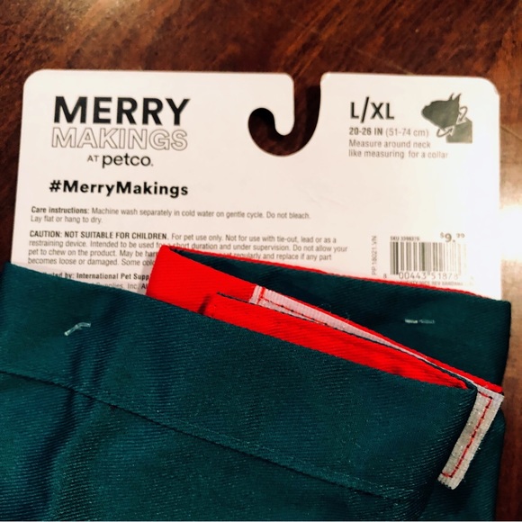 NEW Red & Green Pet Bandana Reversible Naughty or Nice L/XL - Picture 4 of 8